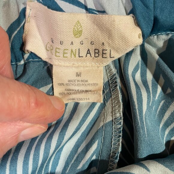 Quagga Green Label Tropical Print Lounge Pants Size M Teal Wide Leg High Rise - Picture 11 of 12